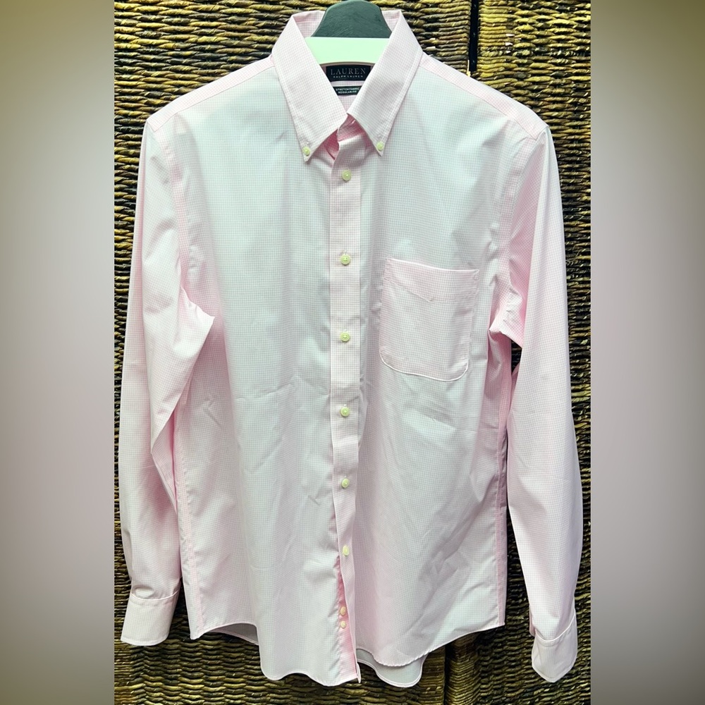 Lauren Ralph Lauren-Soft Pink Dress Shirt- Size: 15-1/2, 34/35, Medium, Men’s